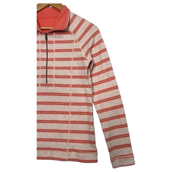 Tommy Bahama Pullover Top Womens Medium Orange Stripe Reversible Half Zip Preppy - Picture 8 of 13
